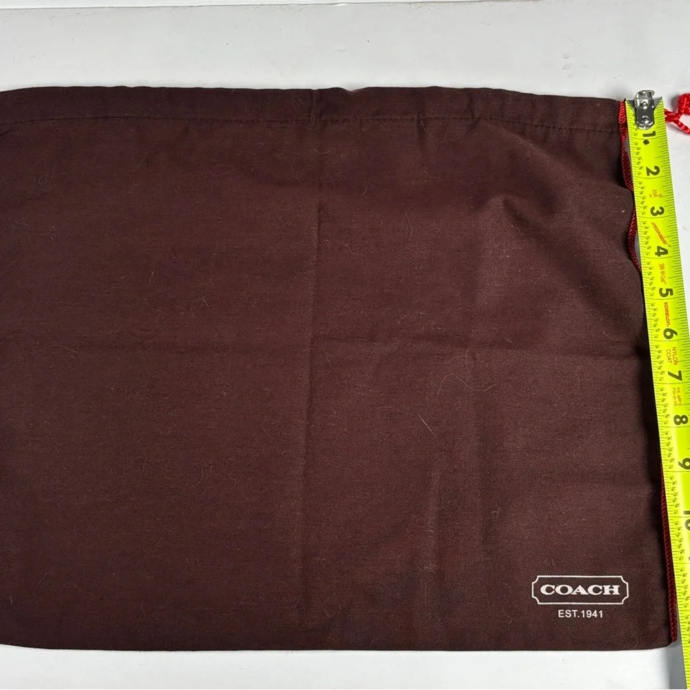 Coach Dark Brown Drawstring Bag with Red Accents. NWOT